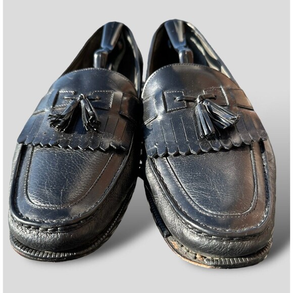 Vtg Florsheim Mens Kiltie Loafer Dress Shoes Black Leather Wingtip 10.5EEE main image 10